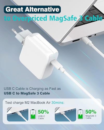 Cargador USB C 70W con cable de 2 metros para MacBook Air Pro e iPad 3