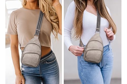 Image of CLUCI Sling Bag for Women, Vegan Leather Fanny Pack Crossbody Bags for Women, Chest Bag With Guitar Strap