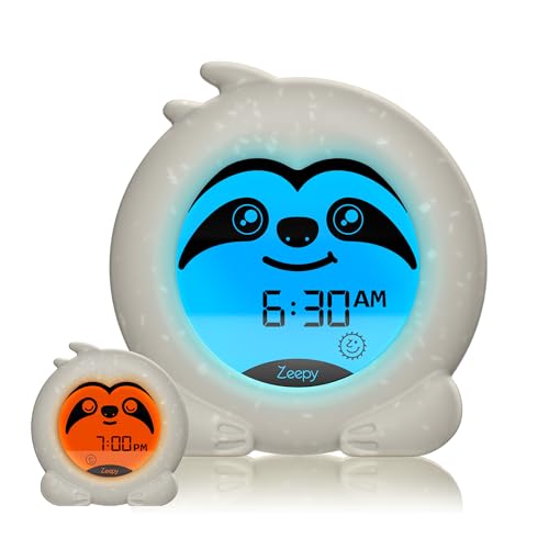 Zeepy 2-Phase Sleep Trainer Clock | USB Powered Toddler Clock | Drop Proof Sleep Training Clock for Children | Sleep Friendly Lighting For Better Family Sleep - Slumber the Sloth