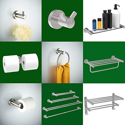 Safety+Beauty Bathroom Hardware Accessories, Stainless Steel Rust Proof (Brushed Nickel, 16" Double Towel Shelf, 1Pk) #TOP6