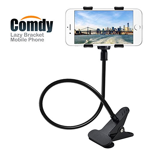 Cell Phone Holder, Lazy Bracket, Universal Mobile Phone Stand, Flexible Clip Mount clamp for iPhone (Black)