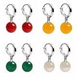 SAINSUNRLP 4PCS Earring Set S925 Silver Plated Green Agate Earrings Earrings for Women Multipack Cli