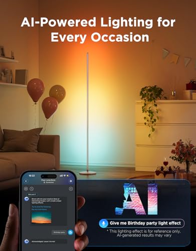Image of Govee RGBIC Floor Lamp, 1000lm LED Corner Lamp | Works with Alexa, Smart Modern Floor Lamp with Music Sync and Color Changing Standing Lamp for Bedroom Living Room Silver