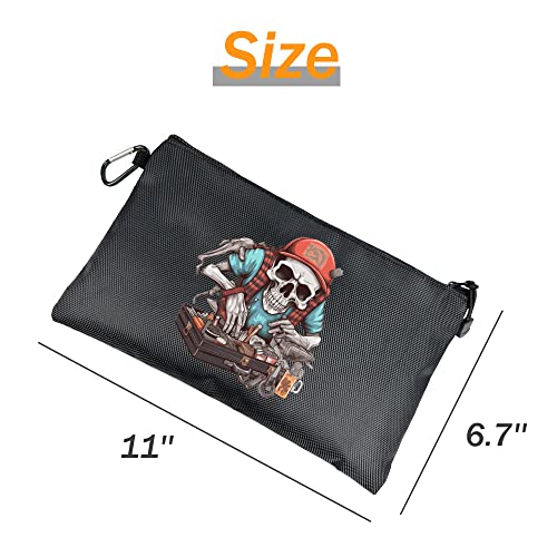 Aplata Durable Skull Canvas Tool Pouch With Zipper And Carabiner, Waterproof Storage Pouch For Tools And Accessories, Canvas Bags With Zipper, 11''L X 6.7''H #TOP6
