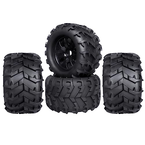 Hobbypark Pre-Glued Rc 3.2" Tires & Wheels 17Mm Hex Hubs With Foam Inserts For 1/8 Scale Monster Truck (Set Of 4) #TOP7