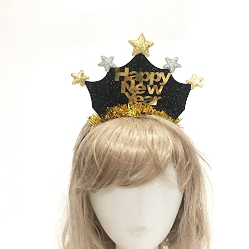 BinaryABC Happy New Year Headband Tiara,New Year Eve Hair Hoop Hairbands Headdress Hair Accessories,2025 New Year Eve Party Supplies - Thumbnail 4