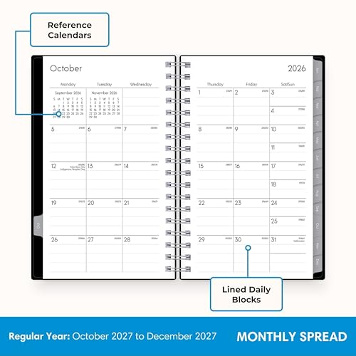 Image of Blue Sky 2027 15-Month Weekly and Monthly Mini Planner Calendar, Includes October 2026 - December 2027, 3.625 inch x 6.125 inch, Flexible Cover, Wirebound, Laminated Tabs, Enterprise