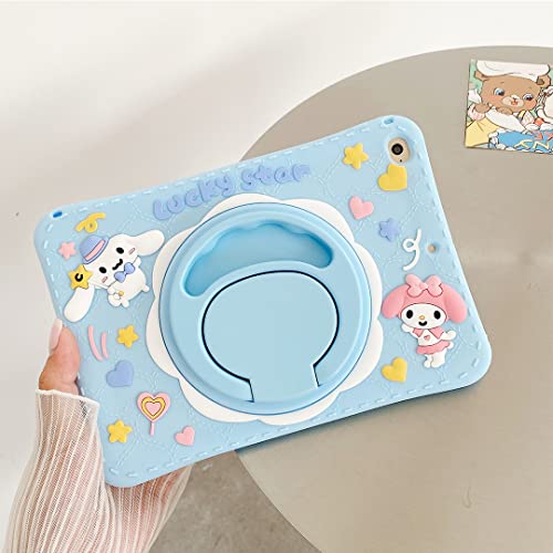 For Ipad 10.2 Case Ipad 9Th Generation 2021/ Ipad 8Th Generation 2020/ Ipad 7Th Generation 2019 Case, With Rotating Cartoonkickstand Silicone Cartoon Case (Blue) #TOP2