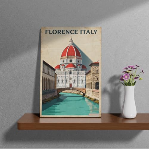 JUCHELU Italy Florence Vintage Travel Poster_1 Retro City Canvas Wall Art - Perfect Home Decor for Living Room Bedroom Family, Premium Canvas Art Print Wall Decor & Ideal Gift