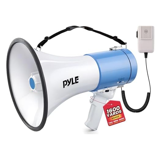 Portable Megaphone Speaker PA Bullhorn - Built-in Siren, 50W Adjustable Volume Control in 1200 Yard Range, Ideal for Any Outdoor Sports, Cheerleading Fans and Coaches or for Safety Drills - Pyle PMP50