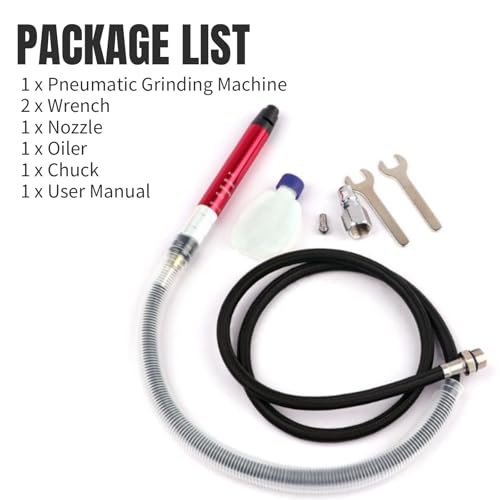 Miniatura 8 de Mini Amoladora Aire Comprimido, 6500rpm Juego De Amoladora Recta Pequeña Neumática Lijadora De Barra De Aire Lápiz De Pulido, Pneumatic Pencil Micro Die Grinder Para Grabar, Cortar, Esmerilar, Pulir