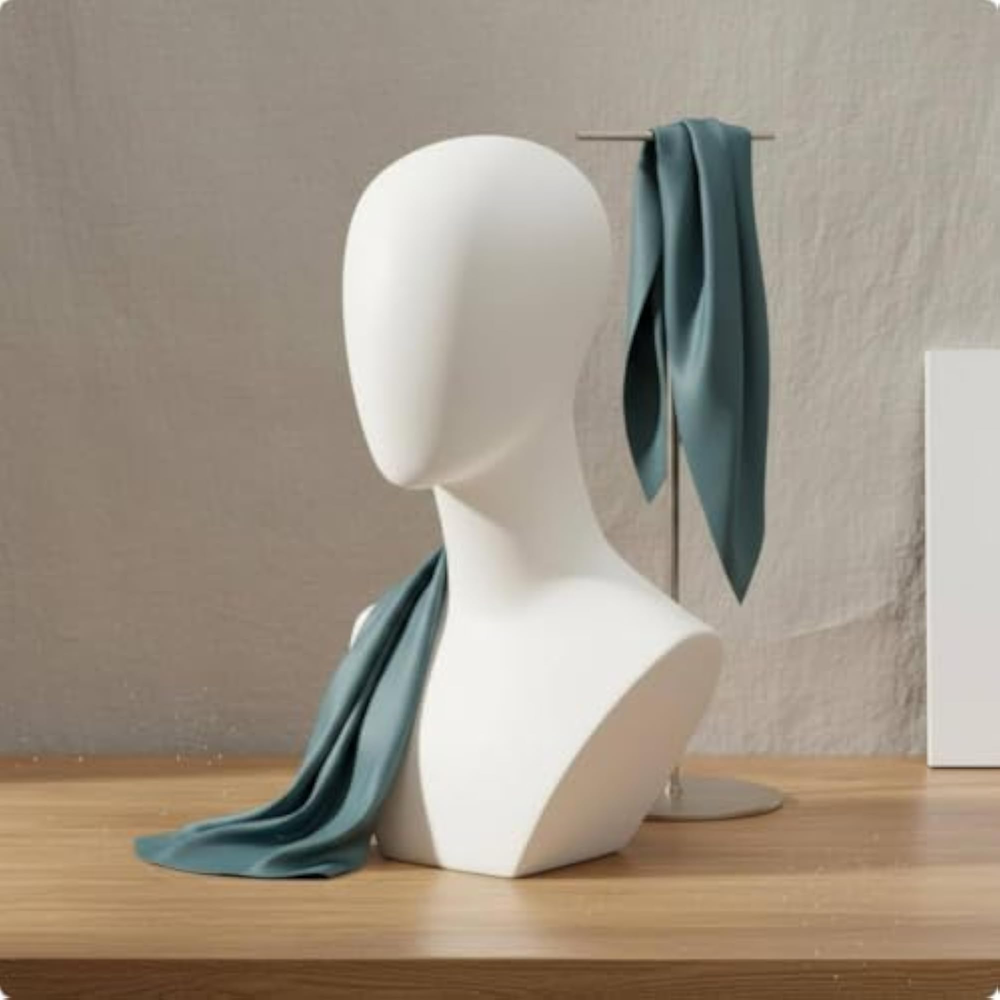 Store Display Head Model for Retail Sellers, Natural Linen