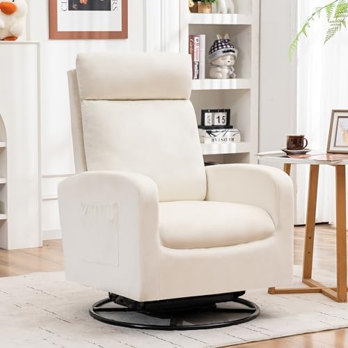 KINFFICT Fabric Swivel Accent Barrel Chair For Living Room, Glider