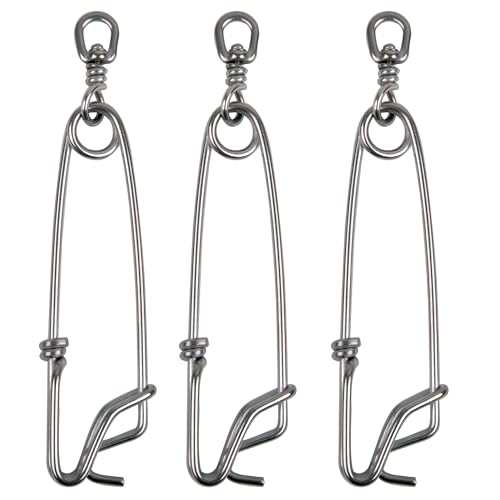 VATEICO Longline Snap Clips,3pcs/6pcs Stainless Steel Fishing Snaps Tuna Clips Long Line Branch Hangers Snaps Fishing Float Decoy Fishing Tackle Easy On/Off 6inch-6pcs