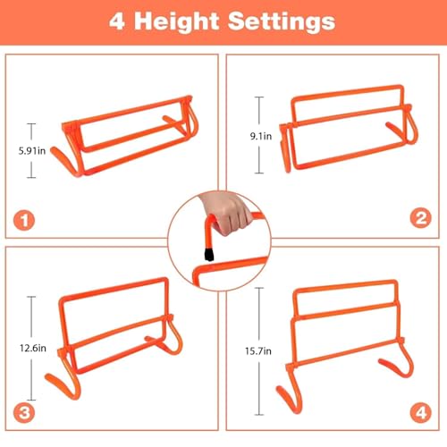 TAZZOR Speed Agility Training Hürden, 4 Höhenverstellbare Speed Training Hürden, 6er-Pack Agility Hürden, Speed Hürden für Training Agility Hürden Kit, Koordinationshürden Trainingsequipment
