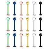 Yaalozei 20G 6mm Lip Labret Nose Medusa Monroe Ring Stud Piercing Stainless Surgical Steel Short Bar Flat Back Screw on in Nose Stud Thin Tiny Tragus Helix Cartilage Earring Piercin Jewelry Women Men