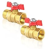 Messing Kugelhahn 3/4 Zoll, 2 Stück Absperrhahn mit Rotem Flügelgriff, Absperrhahn 3/4 Zoll, Aussengewinde/Innengewinde, Für Wasserleitungen Wasserhahn