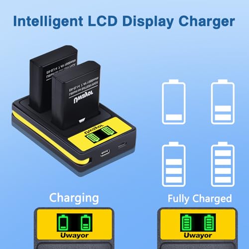 Uwayor EN-EL14 EN-EL14A Battery and USB Dual Charger Compatible with Nikon D3100, D3200, D3300, D3400, D3500, D5100, D5200, D5300, D5500, D5600, DF, Coolpix P7000, P7100, P7700, P7800 Cameras