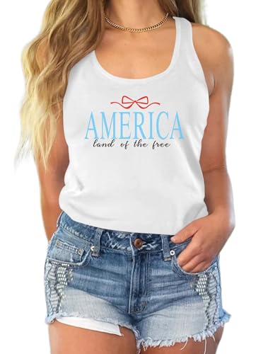 Image of Ithalt Womens American Flag Shirts 4th of July Outfits USA T-Shirt Patriotic Tank Shirt Fourth of July Sleeveless Tops