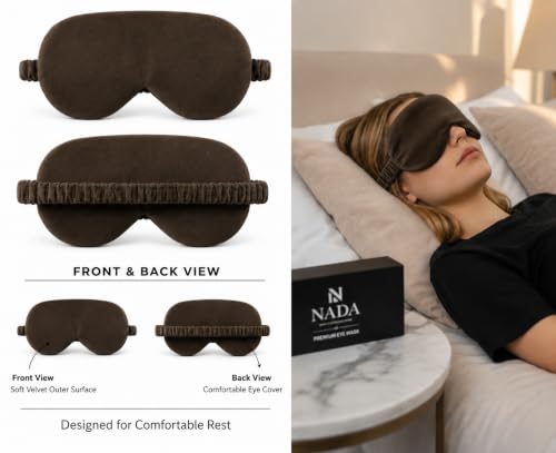 Image of Eye Mask for Sleeping for Women, Velvet Super Soft Sleep Mask Blind Fold for Comfortable Sleep, Travelling, Meditation & Relaxation, Eye Pad for Girls, Blind Fold for Sleeping - Brown (Pack of 1)