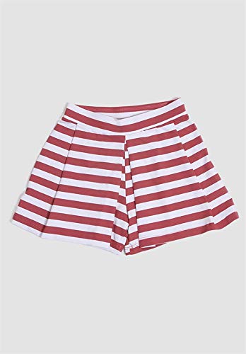 Shorts com Plisse Infantil Listrado - Vermelho M