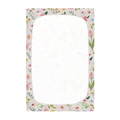 Floral Garden Flower Butterfly Fitted Crib Sheet For Girls And Boys,Soft Breathable Baby Sheet For Standard Size Crib Mattress 21164919 #TOP2
