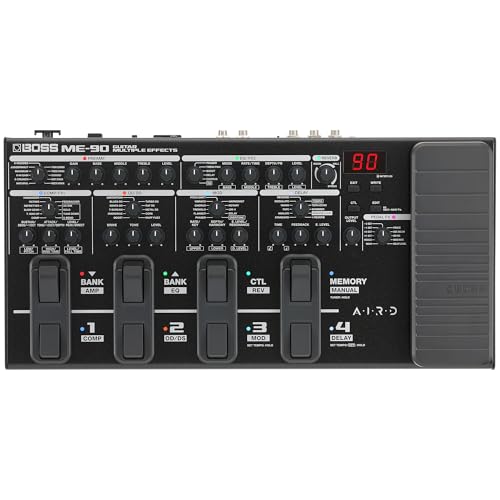 Multiefectos de guitarra BOSS ME-90 | Procesador de guitarra todo en uno | 11 modelos de ampli AIRD integrados | 60 efectos procedentes del GT-1000 | 8 conmutadores de pedal multifunción