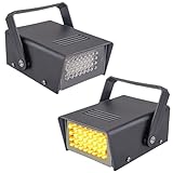 32 LED-Blitz, Geschwindigkeitsstellbare Mini 3W Indoor-Bühne-DJ-Leuchte für Halloween-Weihnachts-Bühnendekoration Schwarze Schale Bernstein Licht 2 Packungen
