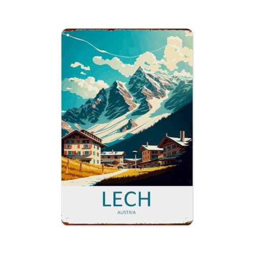 Lech Austria Landscape Aluminum Sign 8x12 Ski Town Wall Art
