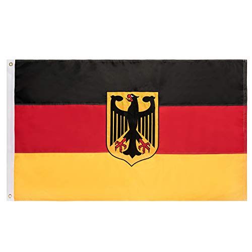 Lixure Deutschland Flagge mit Alder 90x150cm 3Lagen Fahne für Windige Tage Durable 210D Nylon Draußen/Drinnen Dekoration Flagge Der Tag der Deutschen Einheit - Nicht billiger Polyester