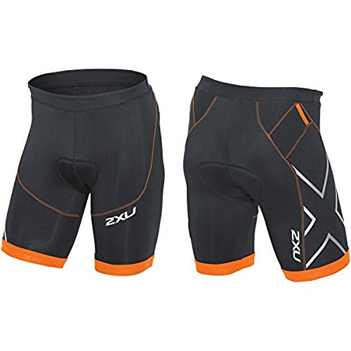2Xu Men's Compression Tri Shorts, Ink/Sunburst Orange, X-Small #TOP6