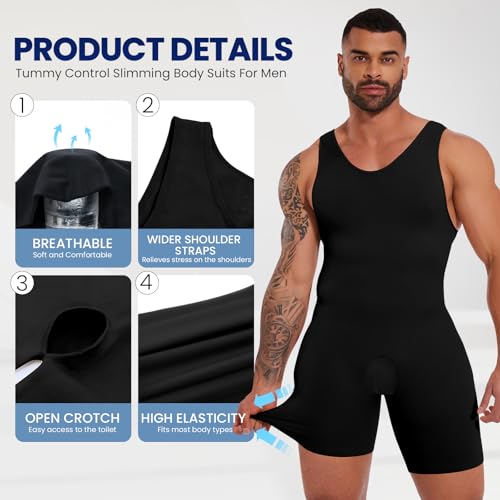 Daytain Body masculino de compressão emagrecedor, modelador de coxa, controle de barriga, para hombr