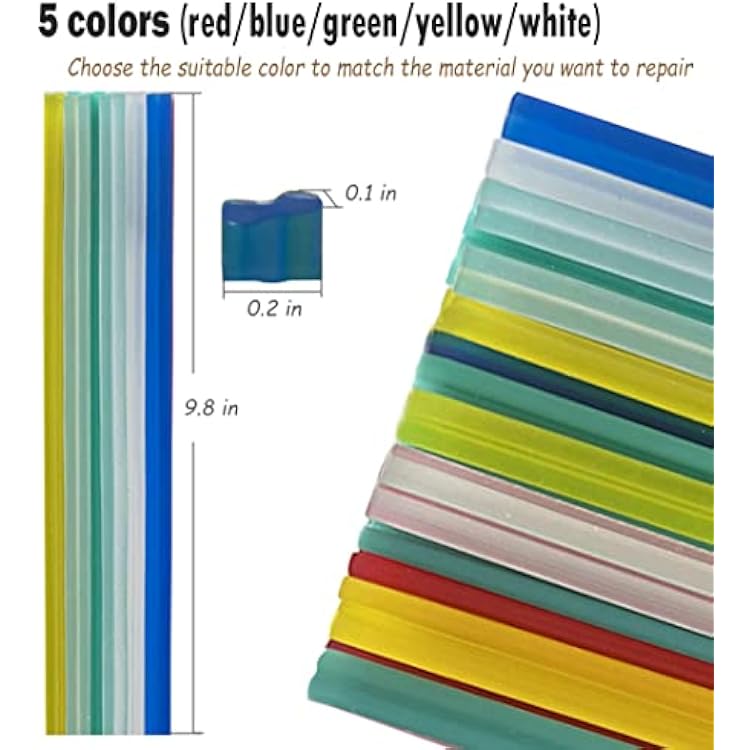 106pcs Plastic Welding Rods ABS PP PU PE PA PC TPO 7 Types of Plastic Welder Rods for Car Bumper Kayak Repair Kit with Reinforcing Stainless Steel Mesh Plastic Welding Kit Welding Supplies
