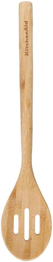 KitchenAid KQG604OHBBE, Bamboo Slotted Spoon, 32.5 cm, Wood