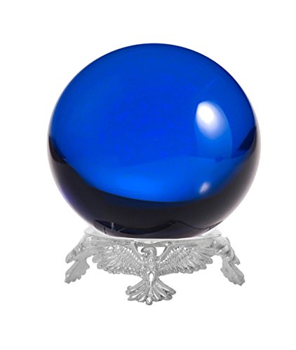 Amlong Cristal Boule de Cristal avec Support Silver Eagle Bleu Cover