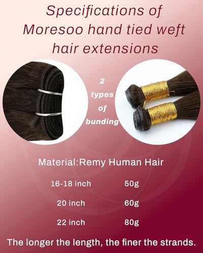 Image of Moresoo Genius Weft Sew in Human Hair Extensions, Medium Brown, 20 Inch 60g | Remy human hair with flowing texture and added volume for weddings, photoshoots and special occasions