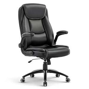 COLAMY Bürostuhl Ergonomisch, Ergonomischer Büro 360° Drehstuhl für Office, Chefsessel Stuhl mit Hochklappbaren Armlehnen, Verstellbarer Rückenlehne, Höhe & Kippspannung, 136KG Kapazität, Schwarz