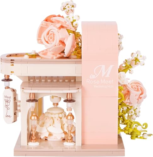 DelightCube Modelo de arquitetura de casa modular, criativa série Street View casa blocos de construção, 1084 peças, kit de construção de arquitetura DIY para crianças adultos (Rose Meet)