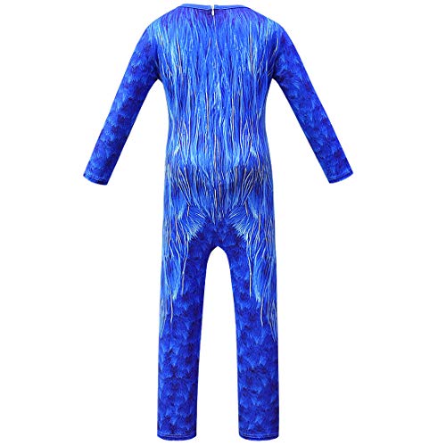Garperkids Boys Girls Cartoon Costumes 4T For Kids Hedgehog Cosplay Bodysuit Little Movie Character Role Play Clothes Toddlers Long Sleeve Blue Dress Up Romper Gloves With Mask Aged 6-12, 120Cm #TOP1