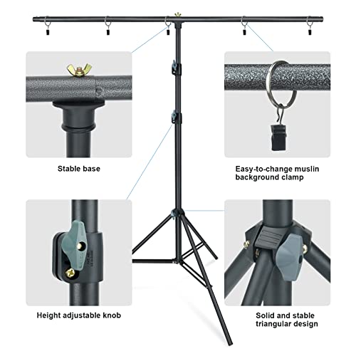 Linco Lincostore Zenith Portable T-Shape Background Backdrop Stand Kit 1.5X2M - 1.5M Wide (Fixed) And 2M High (Adjustable From 0.75M To 2M High)- Lightweight Only 4 Lbs Easy To Carry And Storage #TOP4