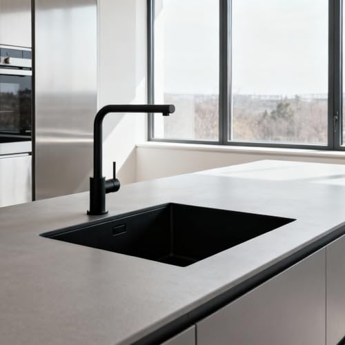 Fregadero de cocina bajo encimera de una cubeta cuadrada de acero inoxidable de 45 cm 6