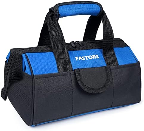 FASTORS Blue Tool Bag With 13-Inch Wide Mouth,Tool Bag With 8 Pockets Outside and 2 Pockets Inside(BLUE)
