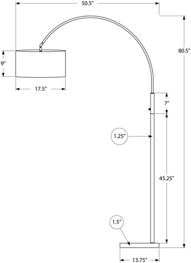 Pemberly Row 81" Arc Floor Lamp, Black Metal Frame, Black Shade, Marble Base, Modern Elegance, Arched Design, Foot Switch, Decorative Lighting for Living Room, Bedroom, or Office