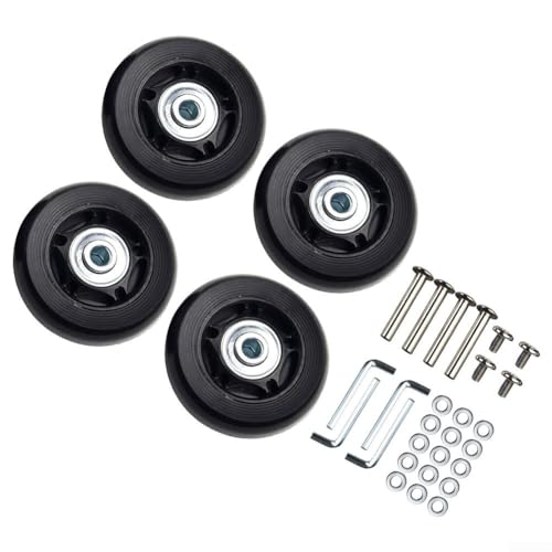 Juego de 4 ruedas de repuesto de goma para maleta, con cojinete central de 6 mm (64 x 24 mm)