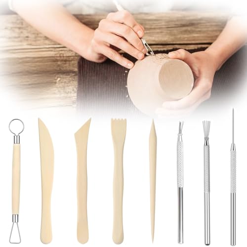 COYUN 8 Pezzi Strumenti per Modellare Argilla, Strumenti Argilla, Attrezzi Ceramica, Sculpture Tools Set, Kit Ceramica Fai da Te Perfetta per Professionisti o Principiant