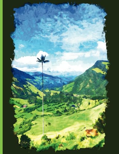Watercolor Valle del Cócora in Colombia notebook - Andes colombianos - Quindio - Parque Nacional Natural Los Nevados: Spanish composition book - ... pages - A4 - 8,5 x 11 inches - college ruled