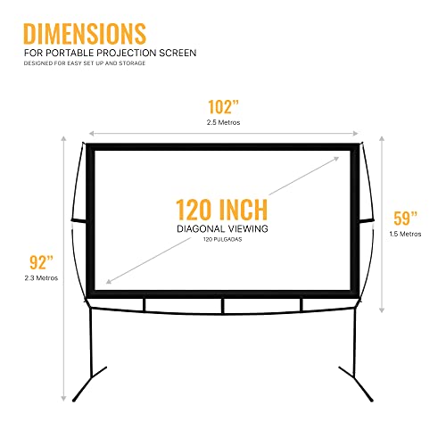 Khomo Gear Portable Projector Screen - 120 Inch Projector Screen With Stand - Outdoor And Indoor Projector Screen For Movie Nights, Home Theatre, And Presentations - Front And Rear Projection Screen #TOP1