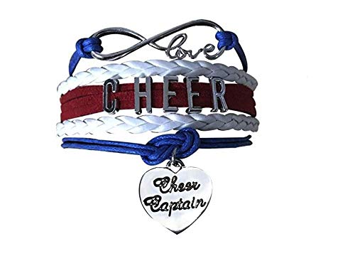 Sportybella Cheer Captain Charm Bracelet- Girls Captain Cheerleading Bracelet- Cheer Jewelry For Cheerleader (Red,White, Blue) #TOP4