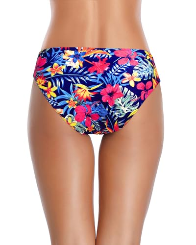 Image of Tempt Me Women Twist Bikini Bottom Moderate High Cut Bathing Suit Bottoms Ruched Swimsuit Bottom