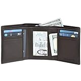 Estalon Handmade Men's Rfid Blocking Genuine Leather Trifold Multi Card ID Window Wallet (3.5x4.4x0.75, Brown Smooth)